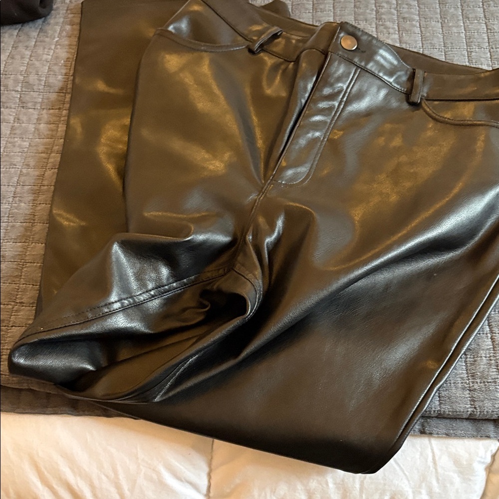 Dynamite Black Faux Leather Straight-Leg Pants